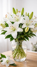 White Lily Bouquet - With Vase